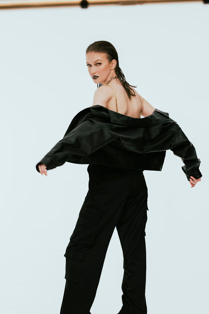 Ken | Dokulu Oversized Deri Ceket