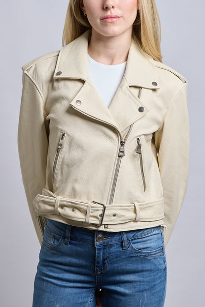Biker | Vanilia Apoletli Deri Ceket